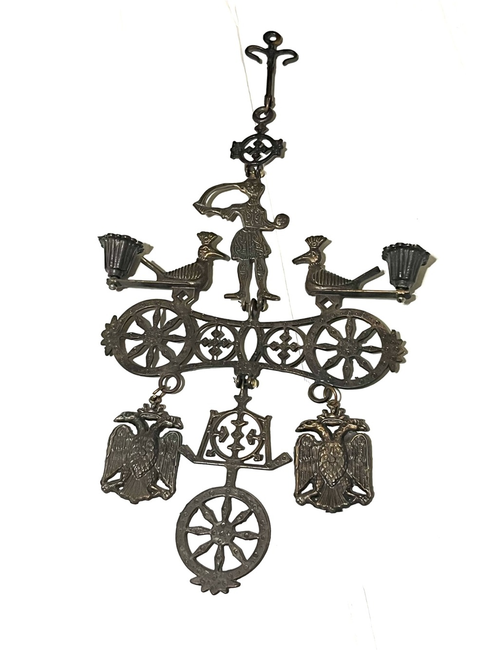 Antique-Style Brass Wall Hanging in Dark Bronze